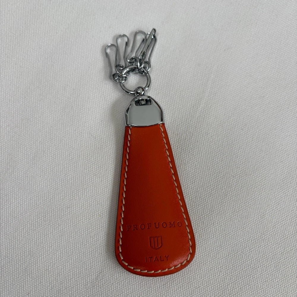 Profuomo leather shoehorn key holder Keychain Orange